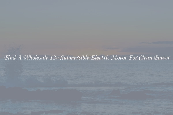 Find A Wholesale 12v Submersible Electric Motor For Clean Power