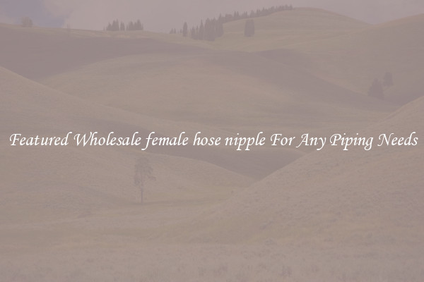 Featured Wholesale female hose nipple For Any Piping Needs