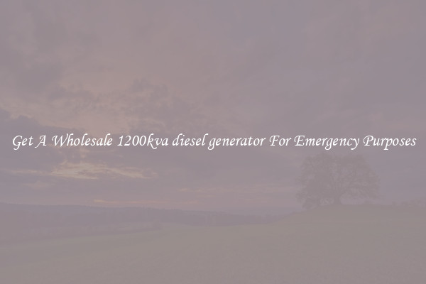 Get A Wholesale 1200kva diesel generator For Emergency Purposes