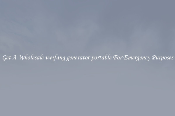 Get A Wholesale weifang generator portable For Emergency Purposes